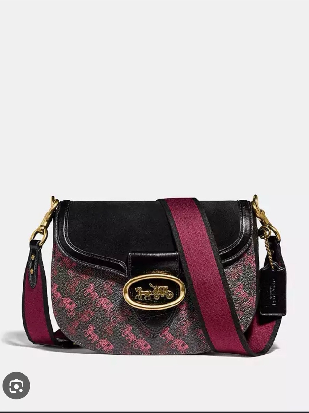 Coach Kat Saddle Bag - Black/Pink/Gold (88249)